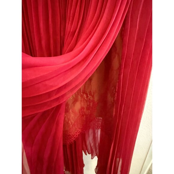 NWT Self-Portrait Fuchsia Pink Pleated Chiffon Midi Dress Size 10 - Picture 16 of 16